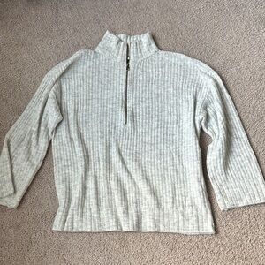 American Eagle Outfitters Light Gray Half-Zip Sweater
